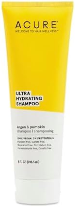 Acure Shampoo 100% Vegan, Ultra Hydrating Moisture & Omega Fatty Acids, , Yellow Argan Oil & Pumpkin, 8 Fl Oz Acure