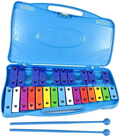 ENNBOM 25 Notes Vibraphone Xylophone Glockenspiel Black Blue Percussion Instrument with Case (Blue Case- Blue) ENNBOM