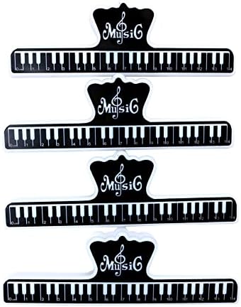 Alnicov Music Score Clips Pack of 4，Music Book Clips Music Page Holders，Plastic Black Book Clip L Size Alnicov