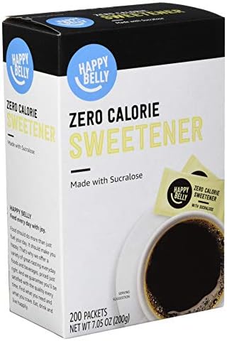 Amazon Brand - Happy Belly Zero Calorie Yellow Sucralose Sweetener Powder, 200 Packets, 7.05 ounce (Pack of 1) (Previously Sugarly Sweet) Happy Belly