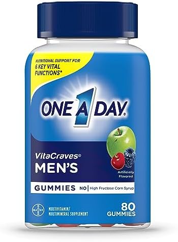 One A Day Men’s Multivitamin Gummies, Multivitamin for Men with Vitamin A, C, D, E, Calcium & More To Support Healthy Muscle Function, Gummies, 80 Count One A Day