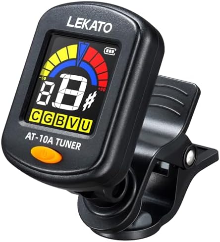 LEKATO Guitar Tuner Rechargeable Clip On Tuner for All Instruments Acoustic Electric Guitar Bass Ukulele Violin Chromatic Tuning Modes Digital Tuner for Stringed Instruments LCD Color Screen(Black) LEKATO