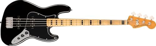 Squier Classic Vibe 70s Jazz Bass, Black, Maple Fingerboard Fender