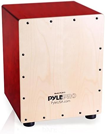 Pyle Snare Style Birch Wood Compact Acoustic Jam Cajon-Wooden Hand Drum Percussion Beat Box with Internal, Deep Bass, Classic Slap, and Crackle Sound-for Kids, Teens, and Adults-PCJD25, Brown (PCJD25) Pyle