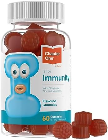 Zahler - Chapter One Immune Support Gummies for Kids with Vitamins C, Zinc & Black Elderberry (60 Flavored Gummies) Kosher Immunity Vitamin C & Elderberry Gummies for Kids & Adults - Made in USA Zahler