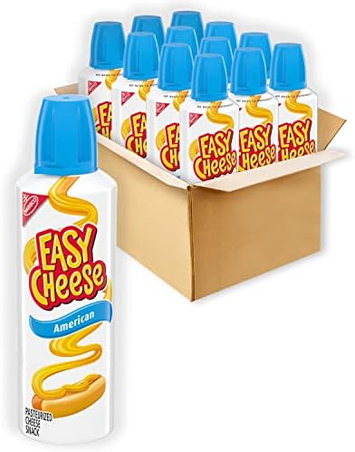 Easy Cheese American Cheese Snack, 12 - 8 oz Cans EASY CHEESE