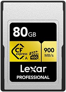 Lexar 80GB Professional CFexpress Type A Gold Series Memory Card, Up to 900MB/s Read, Cinema-Quality 8K Video, Rated VPG 400 (LCAGOLD080G-RNENG) Lexar