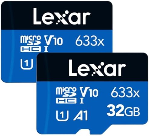 Lexar 32GB (2-Pack) High-Performance 633x micro SD Card w/ SD Adapter, UHS-I, C10, U1, A1, Full-HD & 4K Video, Up To 100MB/s Read, for Smartphones, Tablets, and Action Cameras (LMS0633032G-B2ANU) Lexar