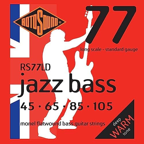 Струны для электрического баса Rotosound RS77LD Jazz 77, монель, плоские, 4 струны, стандарт 45-105 ROTOSOUND