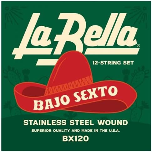 La Bella BX120 Bajo Sexto - 12-струнный комплект для мексиканской гитары, нержавеющая сталь, износостойкие La Bella