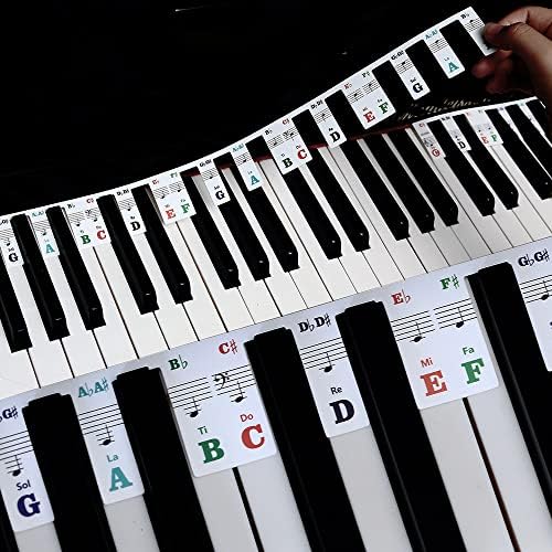 Piano Keyboard Stickers, 88 Full-Size Piano Rake Key Labels Overlay Removable for Beginners Kids (Black White) Ealand