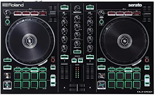 Контроллер DJ Roland DJ-202: 2-канальный, драг-для ШД Серато DJ Pro, встроенные ударные наборы Roland