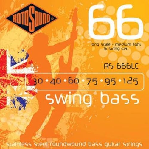 Rotosound RS666LC Swing Bass 66 Нержавеющие струнные бас-гитарные струны 6 струн, кал. 30 40 60 75 95 125 ROTOSOUND