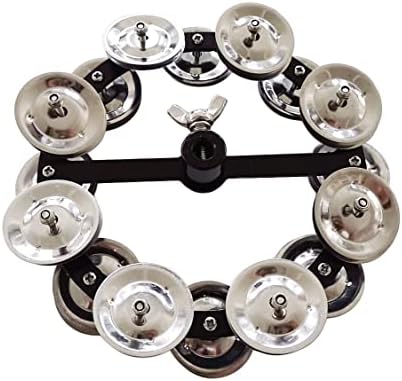 Hi Hat Tambourine Half Moon Drum Set Mounted Tambourine Double Row Bells with Mounting Eye Bolt Tambourine for Drum Kit Percussion Accessories TUOREN