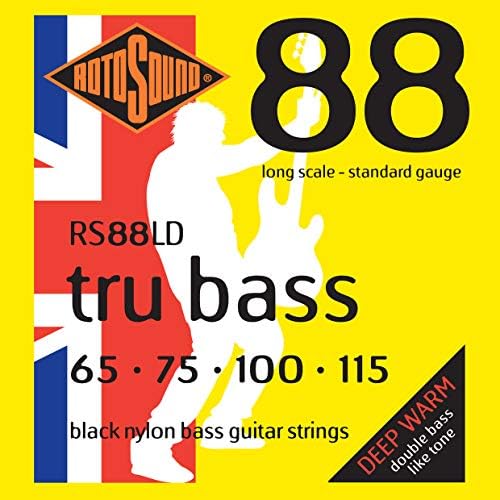 Rotosound RS88LD струны для бас-гитары, черные нейлоновые плоские 65-75-100-115, для джаза и регги ROTOSOUND