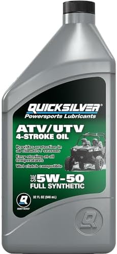 Quicksilver 8M0149407 5W-50 Full Synthetic 4-Stroke ATV/UTV Engine Oil – 1 Qt. Quicksilver