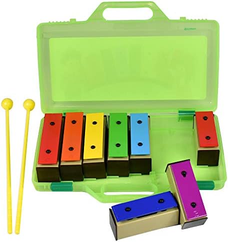 ENNBOM Xylophone Glockenspiel 8 Notes Chromatic Resonator Bells with Green Case ENNBOM