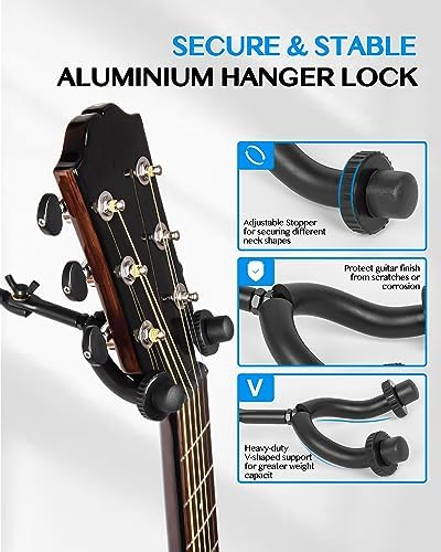 STRICH Guitar Wall Mount Hangers for Multiple Guitars, Holds 3 Guitars, Strong Aluminum Metal Guitar Stand Rack Bass Holder, Adjustable Instruments Display Set, SMH-03B STRICH