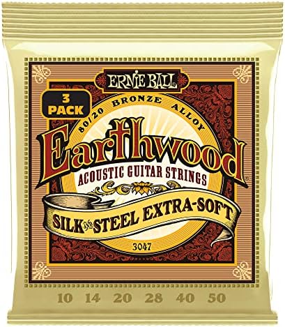 Ernie Ball Earthwood Silk and Steel Extra Soft Acoustic Guitar Strings 3-pack, 10-50 Gauge (P03047) Ernie Ball