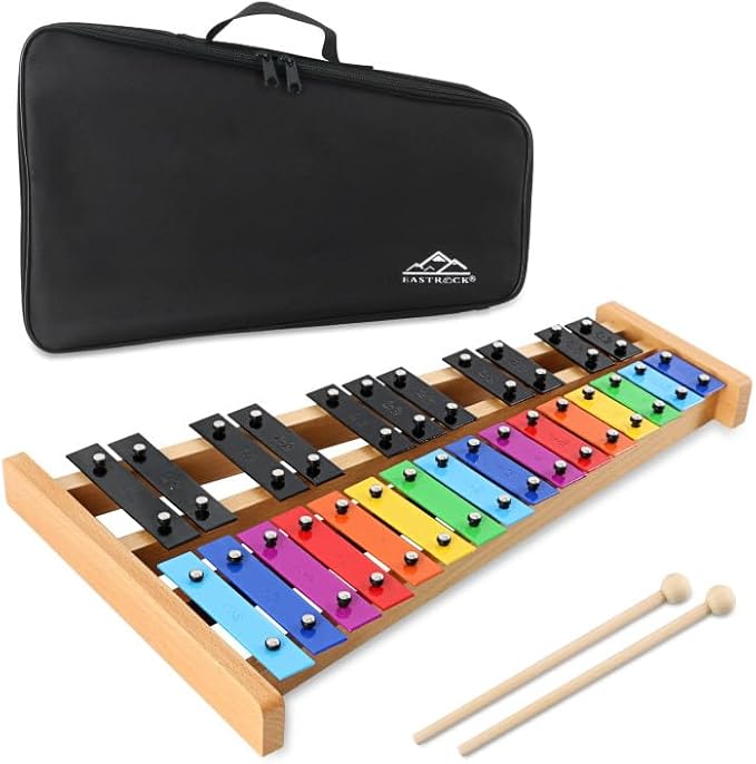 EASTROCK Xylophone, 27 Notes Glockenspiel Xylophone for Kids, Professional Xylophone Instrument Music Teaching, Gifts Includes 2 Wooden Beaters and Carry Case Black EASTROCK