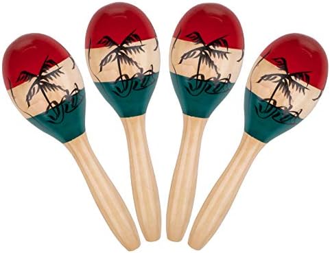 Foraineam 4 Pack Wood Maracas Musical Painted Wooden Maraca Hand Percussion Instrument Foraineam