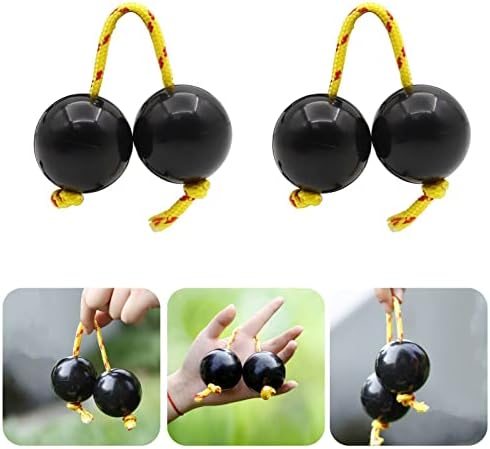 Aslatuas Rhythmic Ball Kashaka Instrument, Two Pair ABS Kashaka Music Egg Shakers, Double Gourd, Easy to Play for Adults and Teenagers at Parties, Shows (Black) Lmaray