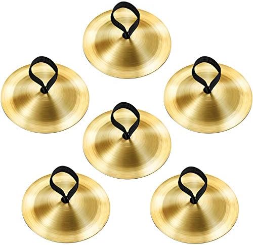 Boao 6 Pieces Finger Cymbals Belly Dancing Finger Dance Finger Zills Dance Finger Musical Instrument for Dancer Party (Brass, Gold) Boao