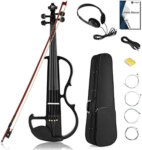 Vangoa Electric Violin, 3/4 Silent Electric Violin Kit for Beginners Adults Teens Solid Wood Electric Fiddle Starter Set, Red Color Vangoa