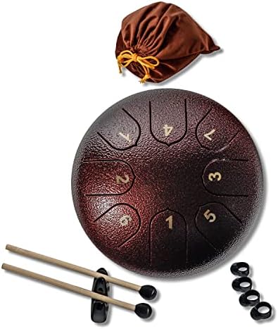 8 Note 6 Inch Beginner Steel Tongue Percussion Drum Set with Mallets, Finger Picks, Music Book and Travel Case by Trademark Innovations Trademark Innovations