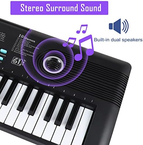 61 key piano keyboard, Electronic Digital Piano with Built-In Speaker Microphone, Portable Keyboard Gift Teaching for Beginners, electric piano for kids, Birthday Gift for Children MIZAYI