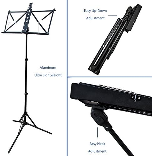 Paititi Brand New Strong Durable Adjustable Folding Music Stand with Carrying Bag-Black Paititi