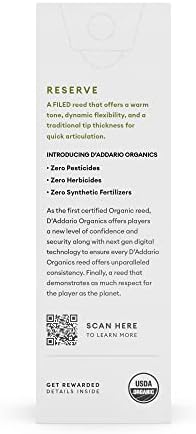 Трости D'Addario Reserve для тенор-саксофона Organic, сила 3.0+, 10 штук, без химикатов и пестицидов Rico