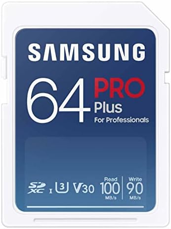 SAMSUNG PRO Plus Full Size 64GB SDXC Memory Card, Up to 180 MB/s, Full HD & 4K UHD, UHS-I, C10, U3, V30 for DSLR, Mirrorless Cameras, PCs, MB-SD64S/AM, 2023 Samsung