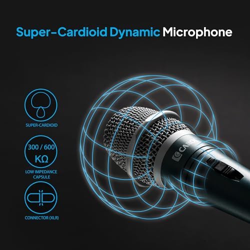 CAROL Edur-916s Dynamic Microphone with Supercardioid Pick-up, for Karaoke, Live Performances, Optimized for Vocal, Minimizes Handling Noise Sound Quality w/14.8ft XLR to 1/4"(6.35mm) Cable - Golden CAROL