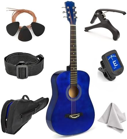 Classical Acoustic Guitar For Kids By MasterPlay- 30” Beginner Guitar For Learners- Accoustic String Guitar Starter Kit: Guitar Bag, Tuner, Strap, Extra Strings, Picks, Wash Cloth, Capo (Blua) Master Play