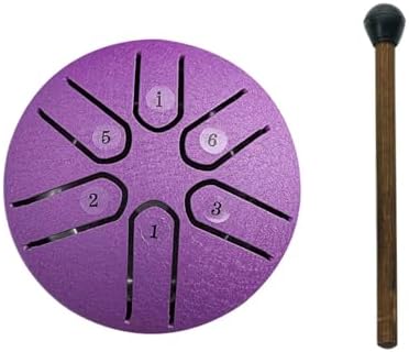 Mini Steel Drum, Buddha Stones Mini Steel Tongue Drum, Stones Mini Steel Tongue Drum 3 Inch Sound Healing Drum Kit, Steel Tongue Drum for Kids- 6 Notes (Purple) KerAli