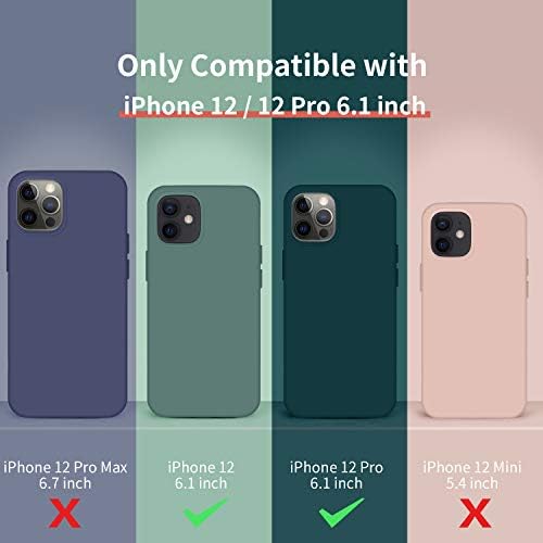 Силиконовый чехол для iPhone 12 и iPhone 12 Pro 6.1 дюйма, ударопрочный, альпийский зеленый, с мягкой антицарапающей подкладкой Cordking