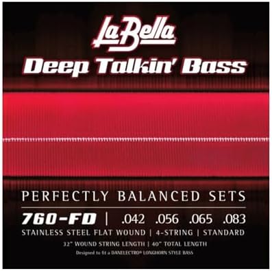 Струны для бас-гитары La Bella 760-FD Deep Talkin' из нержавеющей стали, плоской намотки, размеры .042 .056 .065 .083 La Bella