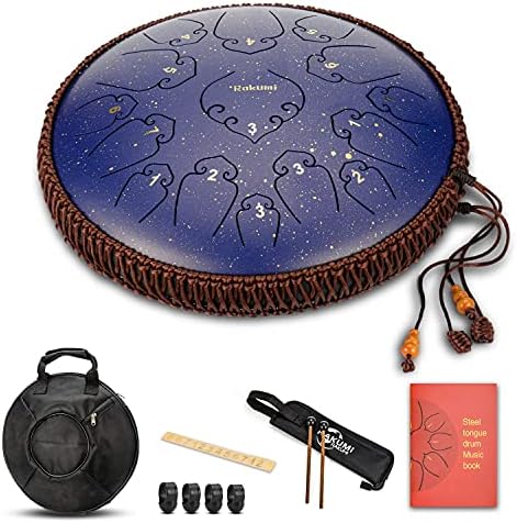 14 Inch 15 Note Steel Tongue Drum Percussion Instrument Lotus Hand Pan Drum with Ultra Wide Range and Drum Mallets Carry Ba Gegizun