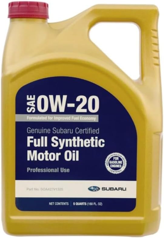 Subaru Synthetic Motor Oil SAE 0W-20 5 Quart Container SOA427V1325 Oem Genuine Subaru