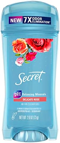 Secret Fresh Antiperspirant and Deodorant for Women, 48hr Freshness, Sweat & Odor Protection, PH Balancing Minerals, Clear Gel, Delicate Rose Scent, 2.6 oz Secret