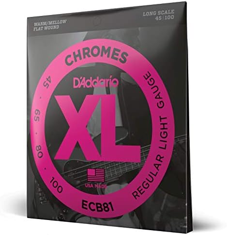 Звукосниматели D'Addario XL Chromes Flat Wound для электрогитар, ECB81M - Средняя длина - Стандартная лёгкость, 45-100 D'Addario