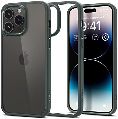 Чехол Ultra Hybrid для iPhone 14 Pro (2022) - Защита уровня Military, цвет Abyss Green, антивозрастной Spigen