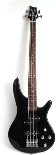 Full Size FBIB-60 Electric Bass Guitar 4 String Right Handed with Gig Bag (Black) FOJILL