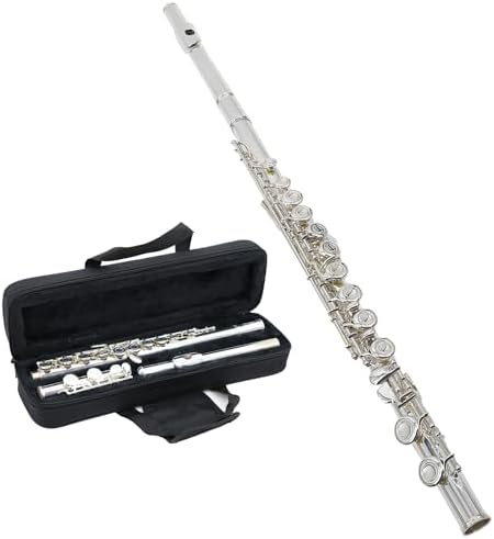 StarQuest SQ-FL250 Silver-Plated Closed-Hole C Flute - Premium Quality Instrument for Beginners and Experienced Musicians. Includes hard Protective Case StarQuest