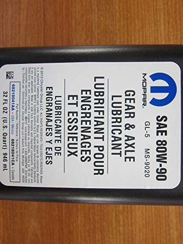 Mopar Chrysler Dodge Jeep Ram 2 Quarts SAE 80W-90 Gear & Axle Lubricant OEM Mopar