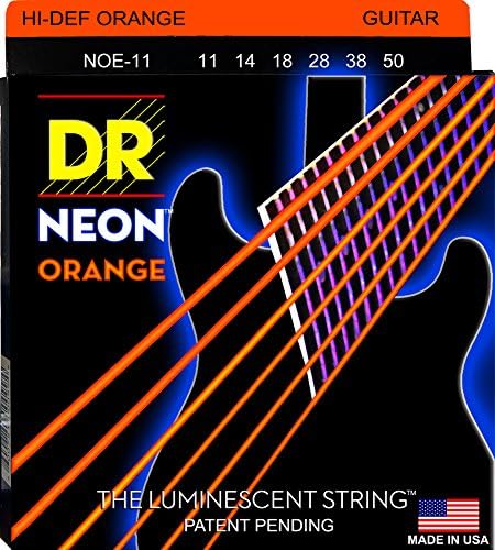 Электрические струны для гитары DR Strings HI-DEF NEON, 11-50 Жесткие, неоновая оболочка, для сцены в ультрафиолете DR Strings