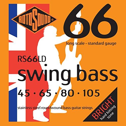 Электрические басовые струны Rotosound RS66LD Swing Bass 4 струны (45-105), нержавеющая сталь, 50 лет на вершине ROTOSOUND