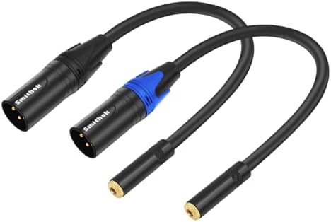 2-Pack 3.5mm to XLR,3.5mm Female TRS Mini Jack to 3-Pin XLR Male Stereo Audio Adapter Cable, XLR to 1/8 inch Female Adapter,Audio Converter for Camcorders, Recorders, Mixers-1feet(30cm) Smithok