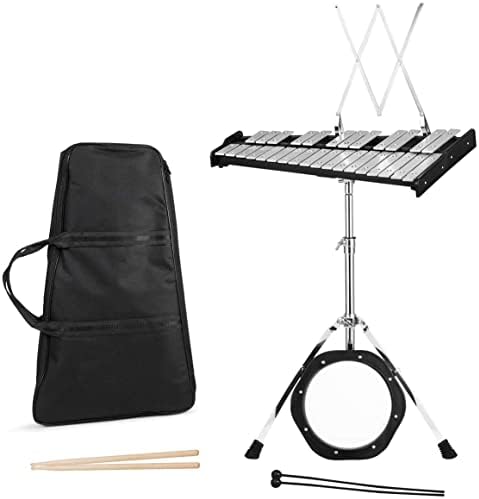 FUTADA Glockenspiel Xylophone Bell Kit 30 Notes, Percussion Glockenspiel with Wood Base & Electroplated Adjustable Height Frame, Music Stand, an 8" Practice Pad, Carrying Bag for Adults and Kids Generic